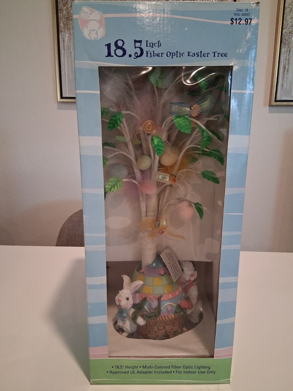 VTG Walmart Fiber Optic Easter Tree 18.5" Colorful Bunny Light Open Box NEW NOS